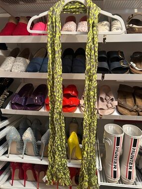 GAP Neon Yellow and Gray Animal-Print Lightweight Scarf